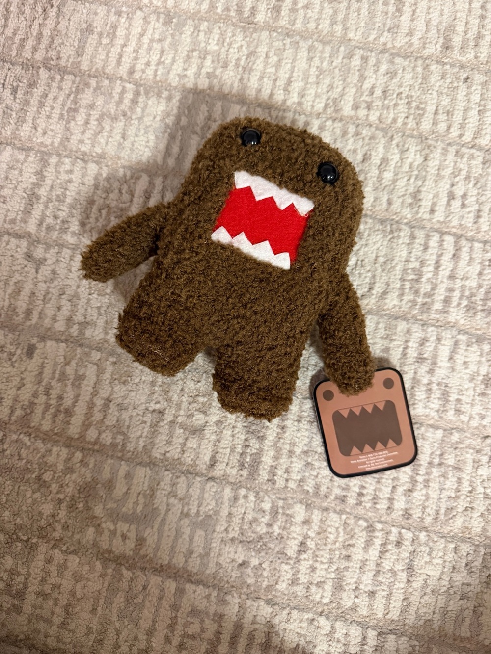 Vintage Domo Plush Toy Brown with Red Mouth Tags Attached